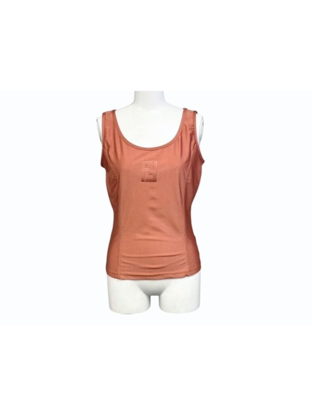 Fendi Tank Top Sleeveless Logo Patch Polyamide Elastane Orange 4 44